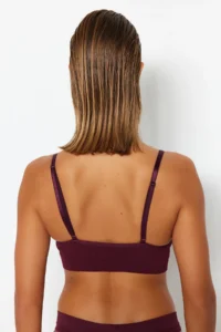 TRENDYOLMİLLA Dark Cherry seamless/Seamless Rope Sleeveless without filling Without underwire Covered bralette Knitting Bra - Image 8