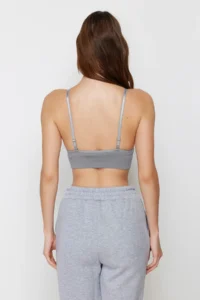 TRENDYOLMİLLA Gray seamless/Seamless Rope Sleeveless without filling Without underwire Covered bralette Knitting Bra - Image 7