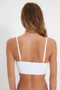 TRENDYOLMİLLA White seamless/Seamless Rope Sleeveless without filling Without underwire Covered bralette Knitting Bra - Image 3