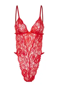 TRENDYOLMİLLA Red Lace Rope Sleeveless snaps Knitting Bodysuit .D.00008 - Image 6