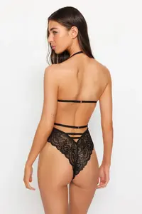 TRENDYOLMİLLA Black Lace Rope Sleeveless snaps Knitting Bodysuit .D.00009 - Image 4