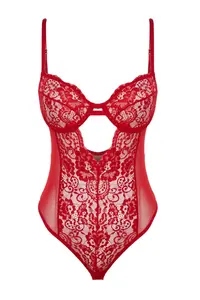 TRENDYOLMİLLA Red Lace Window/Cut Out Detailed snaps Knitting Bodysuit .D.00011 - Image 6