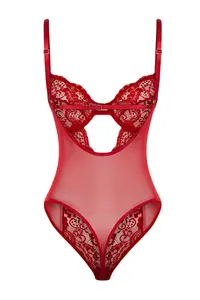 TRENDYOLMİLLA Red Lace Window/Cut Out Detailed snaps Knitting Bodysuit .D.00011 - Image 8