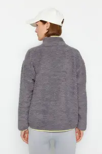 TRENDYOLMİLLA Gray Plush Knitting Sports Sweatshirt - Image 9
