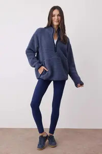 TRENDYOLMİLLA Indigo Plush Knitting Sports Sweatshirt