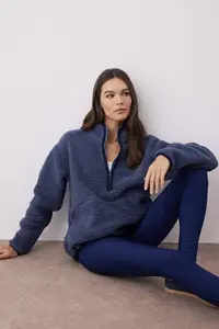 TRENDYOLMİLLA Indigo Plush Knitting Sports Sweatshirt - Image 2