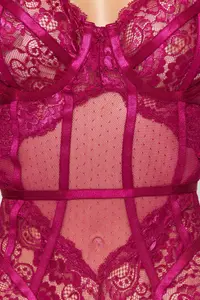 TRENDYOLMİLLA Fuchsia Lace Rope Sleeveless snaps Knitting Bodysuit .D.00005 - Image 4