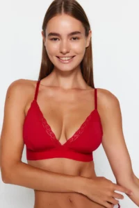 TRENDYOLMİLLA Rejection Micro Lace Rope Sleeveless without filling Without underwire Covered Triangle Knitting Bra - Image 2
