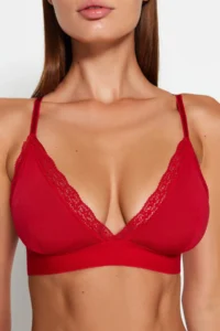 TRENDYOLMİLLA Rejection Micro Lace Rope Sleeveless without filling Without underwire Covered Triangle Knitting Bra - Image 3