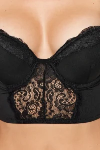 TRENDYOLMİLLA Black Micro Lace Rope Sleeveless Ekstra Dolgulu/Push-Up Bustier Knitting Bra - Image 3