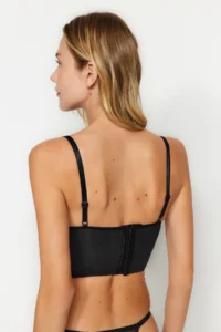 TRENDYOLMİLLA Black Micro Lace Rope Sleeveless Ekstra Dolgulu/Push-Up Bustier Knitting Bra - Image 7