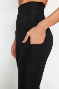 TRENDYOLMİLLA Black Extra Tummy Shaping Layer Mat Full Size Knitting Sports Leggings - Image 5