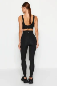 TRENDYOLMİLLA Black Extra Tummy Shaping Layer Mat Full Size Knitting Sports Leggings - Image 7