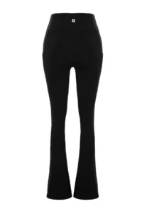 TRENDYOLMİLLA Black Brushed Soft Material Reflector Printed flared leg Yoga Knitting Sports Leggings - Image 6