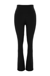 TRENDYOLMİLLA Black Brushed Soft Material Reflector Printed flared leg Yoga Knitting Sports Leggings - Image 8