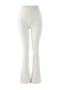 TRENDYOLMİLLA Ecru Brushed Soft Material Reflector Printed flared leg Yoga Knitting Sports Leggings - Image 7