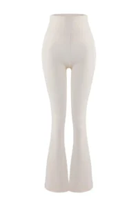 TRENDYOLMİLLA Ecru Brushed Soft Material Reflector Printed flared leg Yoga Knitting Sports Leggings - Image 9
