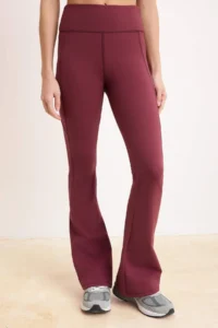 TRENDYOLMİLLA Burgundy Brushed Soft Material Reflector Printed flared leg Yoga Knitting Sports Leggings - Image 3