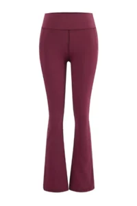 TRENDYOLMİLLA Burgundy Brushed Soft Material Reflector Printed flared leg Yoga Knitting Sports Leggings - Image 6