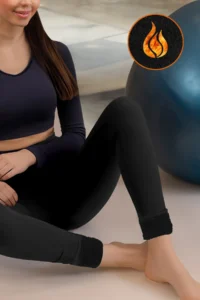 TRENDYOLMİLLA Winter Essential/Ski Collection Black Warm Full Size Leggings with Fleece/Plush Inside - Image 2