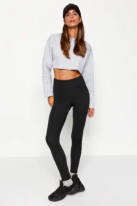 TRENDYOLMİLLA Winter Essential/Ski Collection Black Warm Full Size Leggings with Fleece/Plush Inside - Image 5