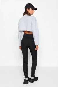 TRENDYOLMİLLA Winter Essential/Ski Collection Black Warm Full Size Leggings with Fleece/Plush Inside - Image 6