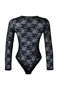 TRENDYOLMİLLA Black Lace Cellular/Delikli Wireless snaps Knitting Bodysuit .D.00001 - Image 6