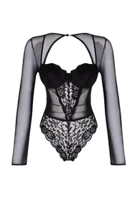 TRENDYOLMİLLA Black Lace Cut Out/Window Detailed Covered Knitting Bodysuit .D.00003 - Image 2