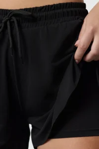 TRENDYOLMİLLA Black 2 Layer Knitting Sports Shorts with Tights Inside - Image 5