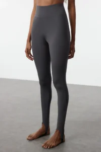 TRENDYOLMİLLA Dark Anthracite Brushed Soft Material Fuzo Full Size Yoga Knitting Sports Leggings