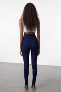 TRENDYOLMİLLA Navy Blue Brushed Soft Material Fuzo Full Size Yoga Knitting Sports Leggings - Image 5