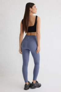 TRENDYOLMİLLA Indigo Soft Brushed Material Reflector Print Detailed Full Size Knitting Sports Leggings - Image 6
