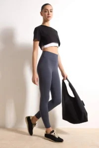 TRENDYOLMİLLA Anthracite Soft Brushed Material Reflector Print Detailed Full Size Knitting Sports Leggings - Image 2