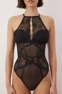 TRENDYOLMİLLA Black Lace Piping Detailed Covered Knitting Bodysuit .D.00000 - Image 3