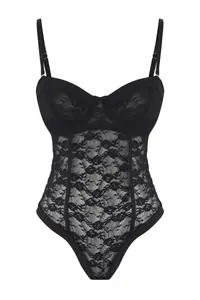 TRENDYOLMİLLA Black Lace Window/Cut Out Detailed Knitting Bodysuit .D.00002 - Image 5