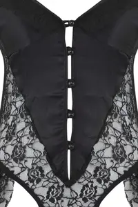 TRENDYOLMİLLA Black Lace and Satin Frilly Wireless Lingerie Bodysuit .D.00003 - Image 6