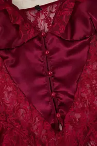 TRENDYOLMİLLA Burgundy Lace and Satin Frilly Wireless Lingerie Bodysuit .D.00003 - Image 7