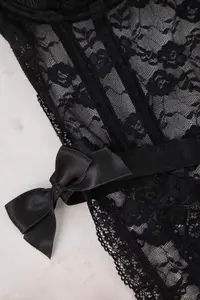 TRENDYOLMİLLA Black Lace Ribbon/with bow Wireless Bodysuit .D.00007 - Image 8