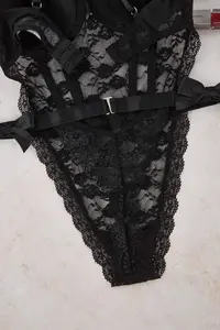 TRENDYOLMİLLA Black Lace Ribbon/with bow Wireless Bodysuit .D.00007 - Image 9