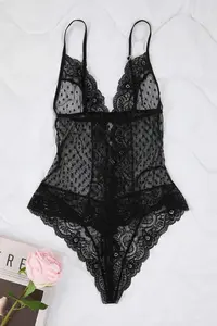 TRENDYOLMİLLA Black Tulle Fitted Polka Dot Bodysuit .D.00021 - Image 5