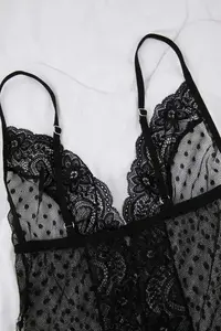 TRENDYOLMİLLA Black Tulle Fitted Polka Dot Bodysuit .D.00021 - Image 7