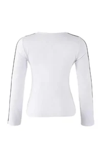 TRENDYOLMİLLA White Scuba Material Stripe Detailed Knitting Sports Top/Blouse - Image 7