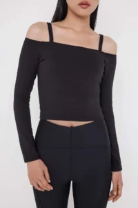TRENDYOLMİLLA Teen Black Soft Brushed Material Strap Detailed With Inside Pad Sports Knitting Top/Blouse - Image 4