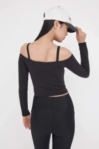 TRENDYOLMİLLA Teen Black Soft Brushed Material Strap Detailed With Inside Pad Sports Knitting Top/Blouse - Image 5