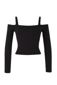 TRENDYOLMİLLA Teen Black Soft Brushed Material Strap Detailed With Inside Pad Sports Knitting Top/Blouse - Image 7