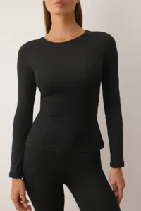 TRENDYOLMİLLA Black Stitching Detailed Scuba Material Sports Knitting Top/Blouse - Image 3