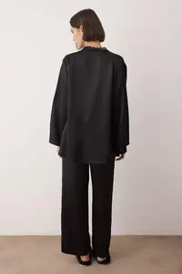 TRENDYOLMİLLA Black 3 Sets Dowry Set Satin Weaving Pajama Set - Image 5