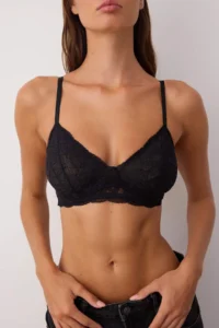 TRENDYOLMİLLA Black Lace Without underwire Wireless Sleeveless bralette Knitting Bra - Image 3