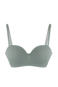 TRENDYOLMİLLA Black-Green 2 Sets Paket Cotton Ribbed underwire Covered Sleeveless Strapless Knitting Bra - Image 11