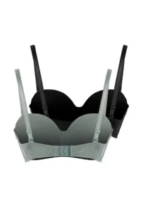 TRENDYOLMİLLA Black-Green 2 Sets Paket Cotton Ribbed underwire Covered Sleeveless Strapless Knitting Bra - Image 15